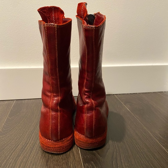 Guidi Leather Flat Boots 310 Front Zip Red Size 37.5 - Picture 2 of 4